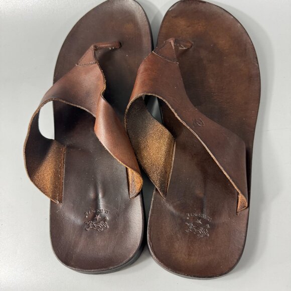 IL BISONTE Brown Leather Thong Sandals, Men Size 45 main image 6